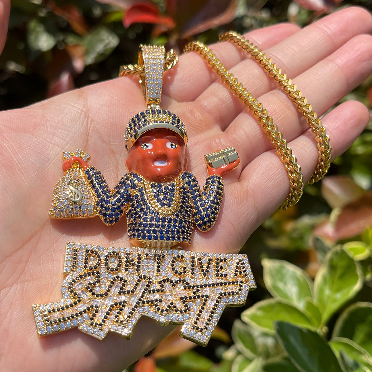 I Don't Give A Sh*t Iced Out Diamond Pendant Necklace