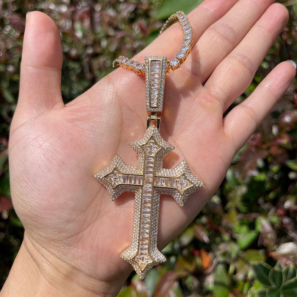 Eternal Ice Cross Iced Out Diamond Pendant Necklace