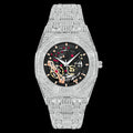 Skeleton Date Dial Iced Out Diamond Watch